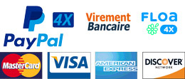 Paiement par PayPal, PayPal en 4 fois sans frais, Carte bancaire, Virement, Floa CB4X